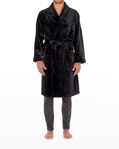 Hom Nice Velour Dressing Gown In Black