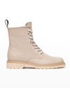 Nerogiardini Clean Calfskin Combat Booties In Beige