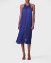 Herve Leger Fringed Halter Midi Dress In Iris 514