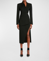 Alexander Mcqueen Asymmetric Wool And Mohair-blend Midi Skirt In Black