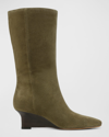 VINCE BEVERLY SUEDE WEDGE BOOTS