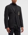 Dolce & Gabbana Embroidered Crest Wool Blend Sport Coat In Black