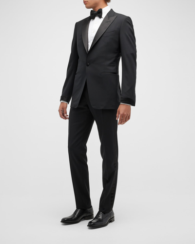 Tom Ford Men's Solid Wool Peak Tuxedo In Black