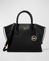 Michael Michael Kors Avril Small Leather Satchel Bag In Black/gold