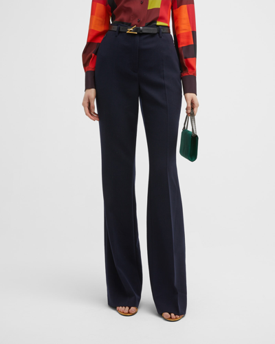 Akris Farrah Boot-cut Mid-rise Wool Pants In Azurite