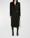 Alexander Mcqueen Double-breasted Wool Blend Coat With Buckle Detail In Black
