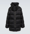 Rick Owens High Collar Long Padded Quilted Jacket In Black