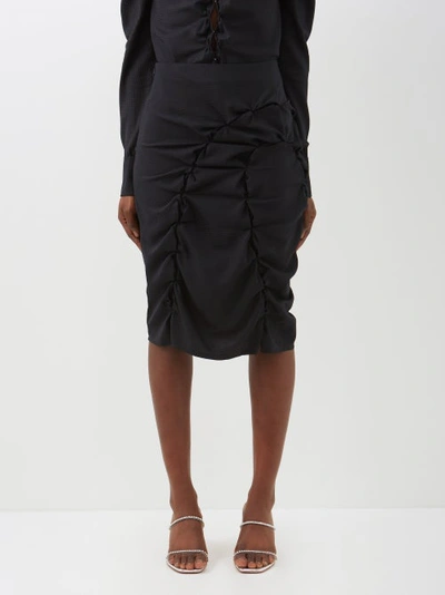 Rui Gathered Silk-blend Midi Skirt In Black