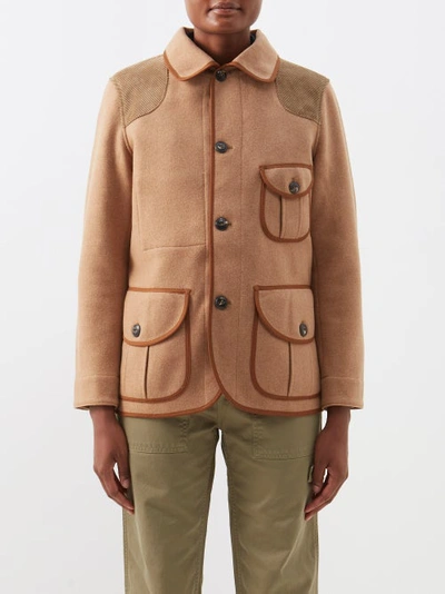 Fortela Bess Corduroy-trimmed Wool-blend Jacket In Camel