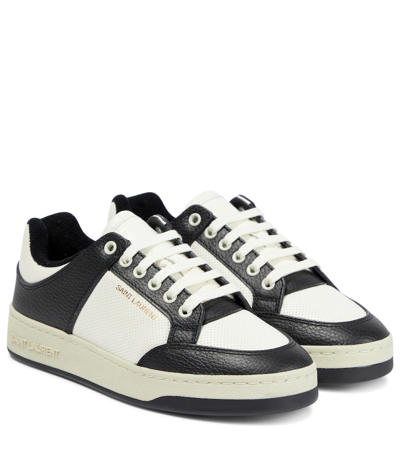 Saint Laurent Sl/61 Leather Sneakers In Coffee White/nero/co