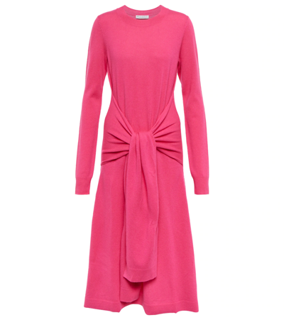 Jw Anderson Virgin Wool Midi Dress In Pink