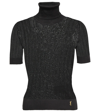 Saint Laurent Rib Short-sleeve Silk Turtleneck Sweater In Noir