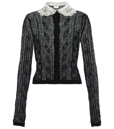 Saint Laurent Rounded-collar Knit Cardigan In Black