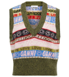 Ganni Recycled Wool-blend Jacquard Vest In Multicoloured