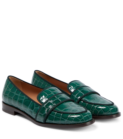 Aquazzura Martin Croco-embossed Detail Loafers In English Green