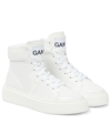 GANNI FAUX LEATHER HIGH-TOP SNEAKERS