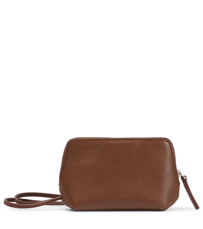 The Row Owen Leather Pouch In Cigare