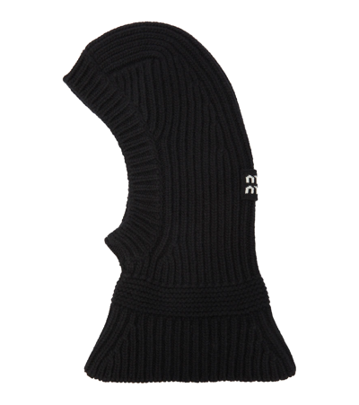 Miu Miu Ribbed-knit Wool-blend Hat In Black