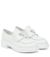 Prada Chocolate Brushed Leather Loafers In White