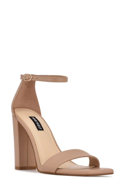 Nine West Women's Marrie Square Toe Block Heel Dress Sandals In Light Natural Leather