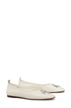 Tory Burch Eleanor Leather Medallion Ballerina Flats In New Ivory