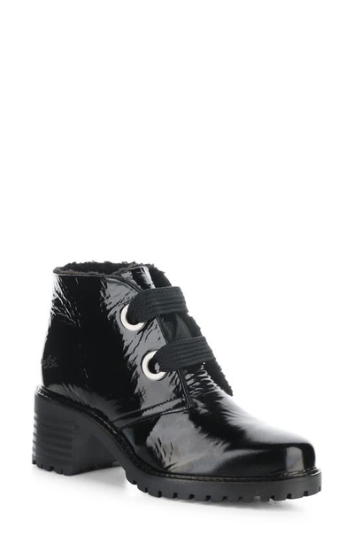 Bos. & Co. Index Leather Ankle Boot In Black Patent/ Mini Sherpa