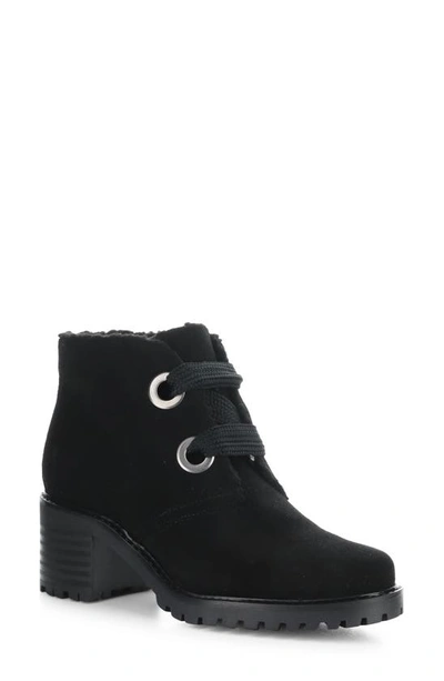 Bos. & Co. Index Leather Ankle Boot In Black Suede/ Mini Sherpa