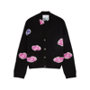 Natasha Zinko Pixel Rose Intarsia Wool-blend Cardigan In Black