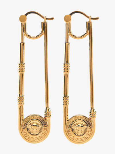 Versace Gold-tone Safety Pin Earrings