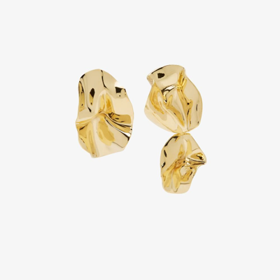 Sterling King Gold-plated Mismatched Fold Earrings