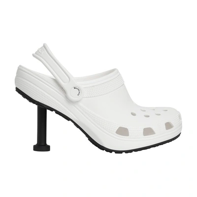 Balenciaga + Crocs Madame Perforated Rubber Slingback Pumps In White