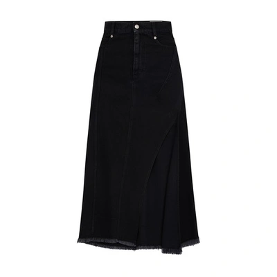 Alexander Mcqueen Denim Skirt In Black