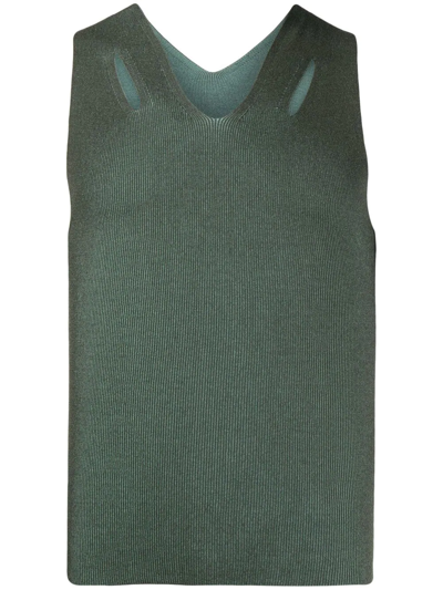 Dion Lee Ribbed Knit Cut-out Vest In Green