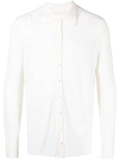Dion Lee Wool-blend Rib Pointelle Shirt In White