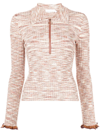 Simkhai Allyson Compact Space Dye Polo Top In Cinnamon Space Dye