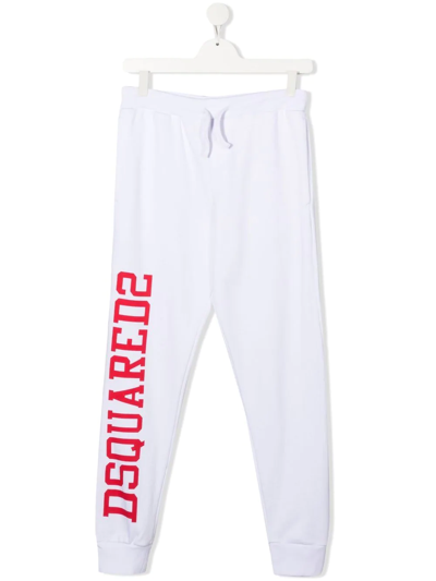 Dsquared2 Teen Logo-print Track Trousers In White