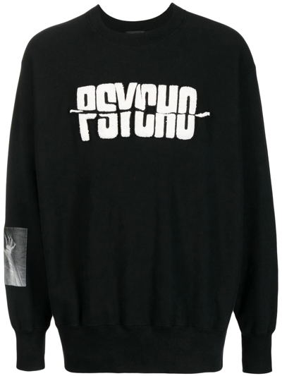Undercover X Psycho Appliqué Crew-neck Sweatshirt In Black