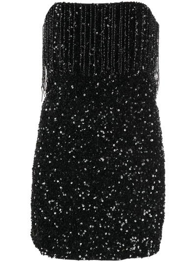 cassandra sequin fringe dress Retroféte Cassandra Sequin-fringe Minidress In Black