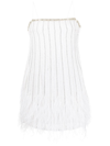 Retroféte Rubina Feather And Bead-embellished Mini Dress In White
