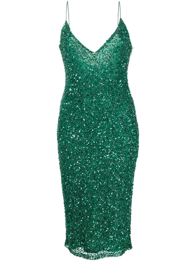 Retroféte Billie Sequin-embellished Midi Dress In Green