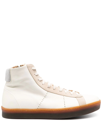Eleventy Panelled High-top Trainers In White