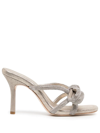 Loeffler Randall Bow Embellished Suede Mules In Cappuccino