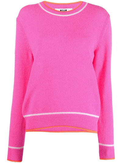 Msgm Crew-neck Knit Jumper In Pink