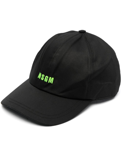 Msgm Black Embroidered Cap