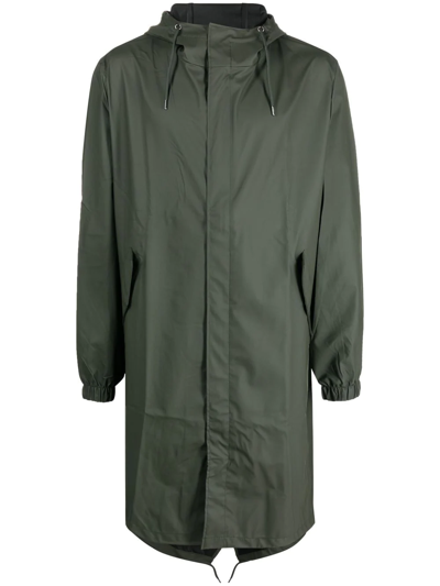 Rains Drawstring Hooded Raincoat In 绿色