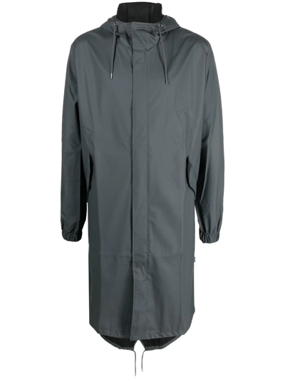 Rains Drawstring Hooded Raincoat In 灰色