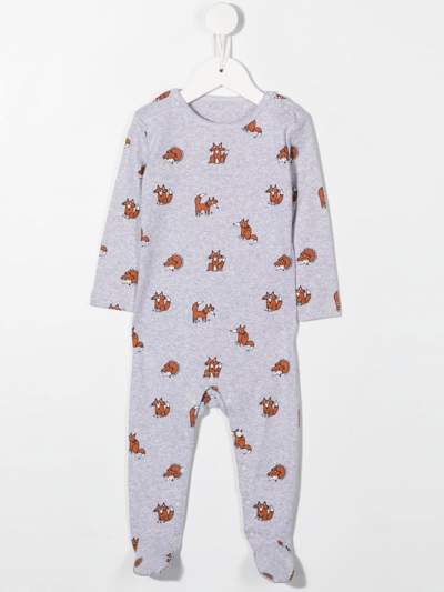 Stella Mccartney Babies' Fox-print Footie Pajama Set In White