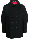 SCHOTT PIPED-TRIM DOUBLE-BREASTED COAT
