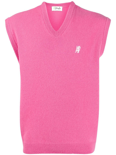 Pringle Of Scotland Golfing Lion-logo Sleeveless Jumper In Pink