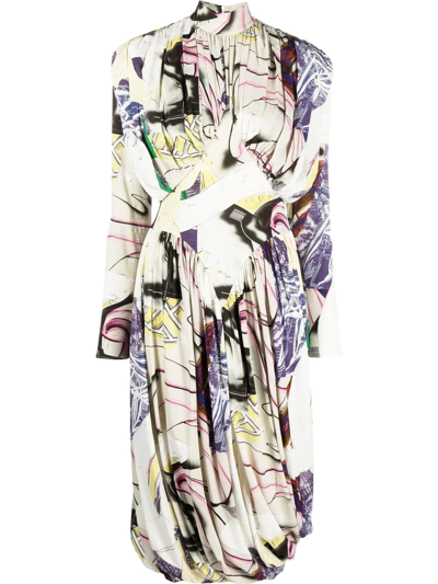 Stella Mccartney All-over Graphic-print Dress In 中性色